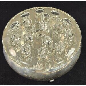 Vintage Footed Silverplate Flower Frog with Glass Top Wm A Rogers Canada